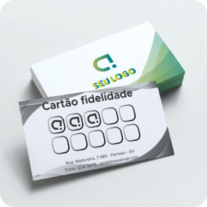 Cartão Fidelidade Papel Couchê 250g 9x5cm  Verniz Total Frente Corte Reto 